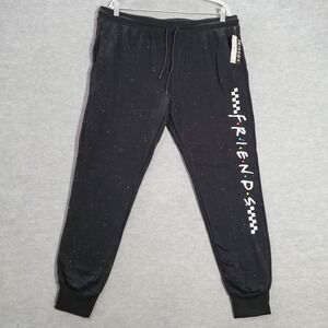 FRIENDS Men Activewear Pants 2XL Black Polka Dot Jogger Paint Splatter Logo NWT